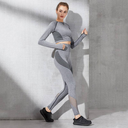 Fashionable long sleeve sexy gym suit