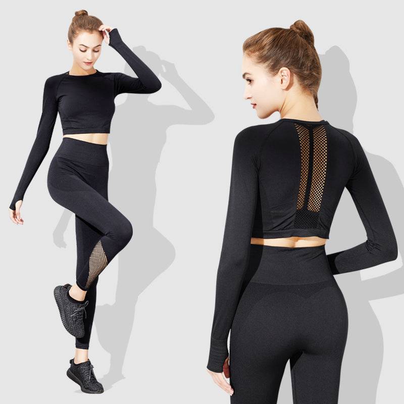 Fashionable long sleeve sexy gym suit